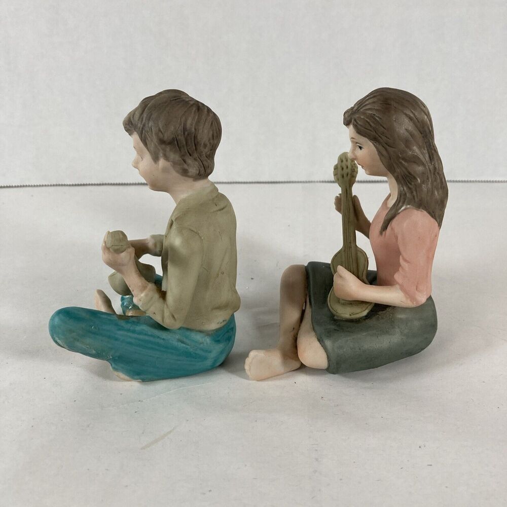 Ardalt Lenwile Boy And Girl Pair Sitting Playing Instruments Banjo Guitar Japan - Picture 5 of 10